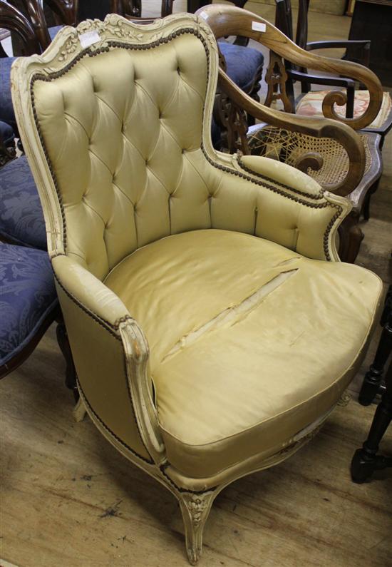 French painted open armchair
